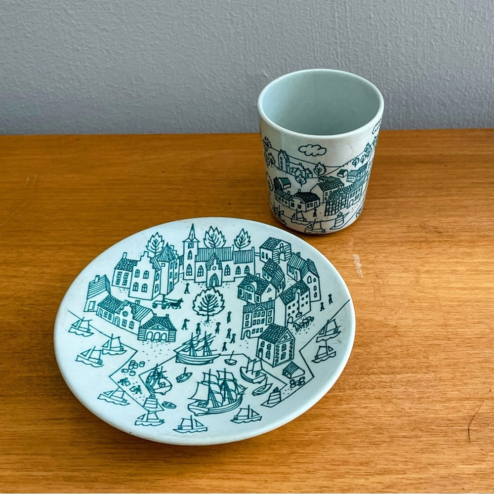 Vintage Bjorn Wiinblad ceramic limited edition plate and cup